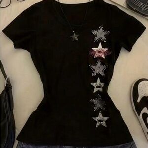 Black Star Embellished Women's Top